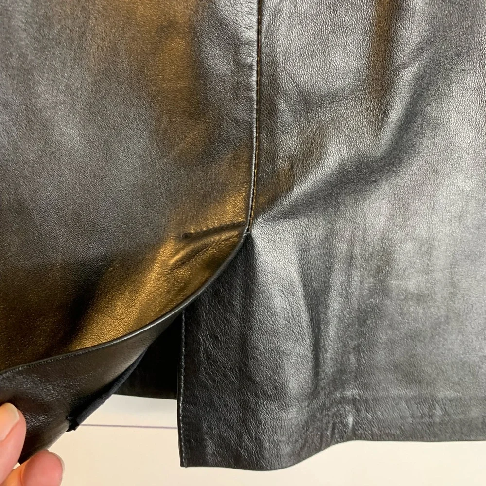 ALFANI BLACK LEATHER SKIRT SZ 10 - Picture 4 of 5